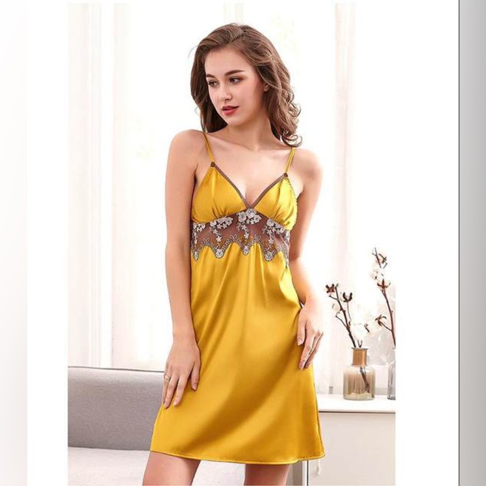 🌸 Yellow Rosa Lounge Sleepwear Dress